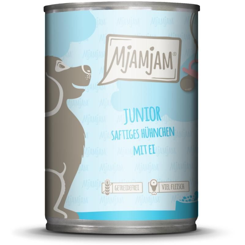 MjAMjAM Dog - Junior - Saftiges Hühnchen mit Ei | 6 x 800 g