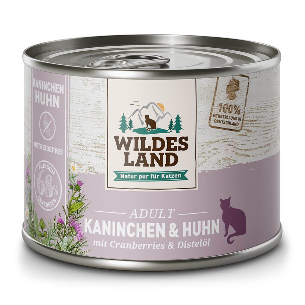 Wildes Land Cat - Classic Adult - Kaninchen und Huhn mit Distelöl | 6 x 200 g