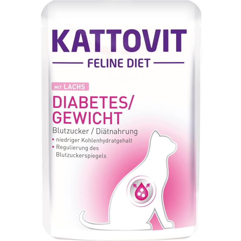 Kattovit Feline Diets - Pouch - Diabetes mit Lachs | 24 x 85 g