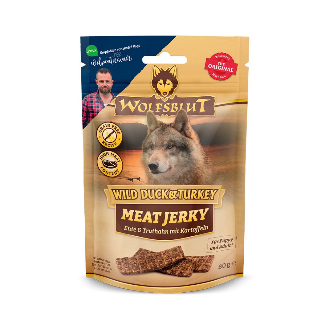 Wolfsblut Meat Jerky Wild Duck & Turkey - Ente, Truthahn und Kartoffeln | 80 g