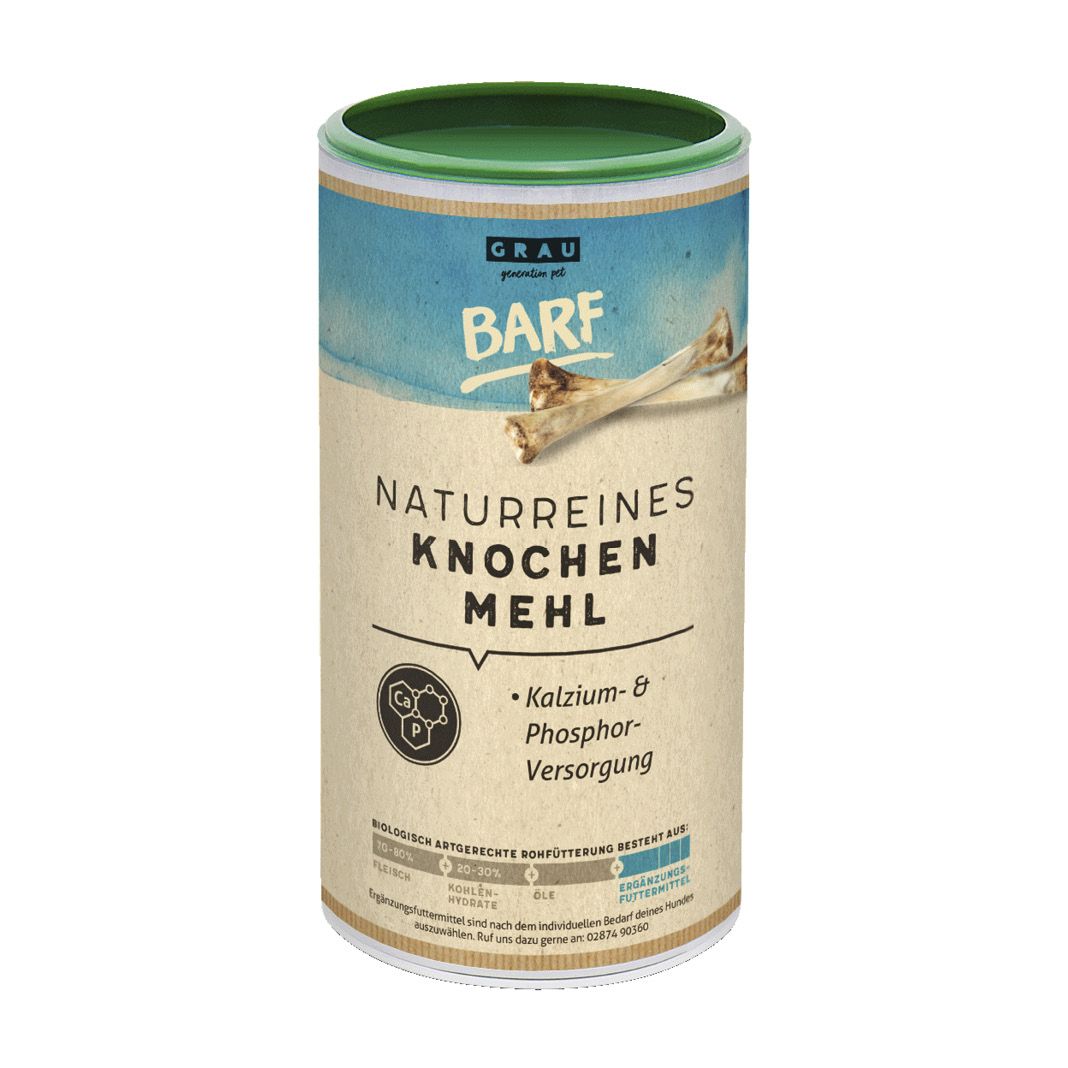 Grau Hund & Katze Naturreines Knochenmehl | 800 g