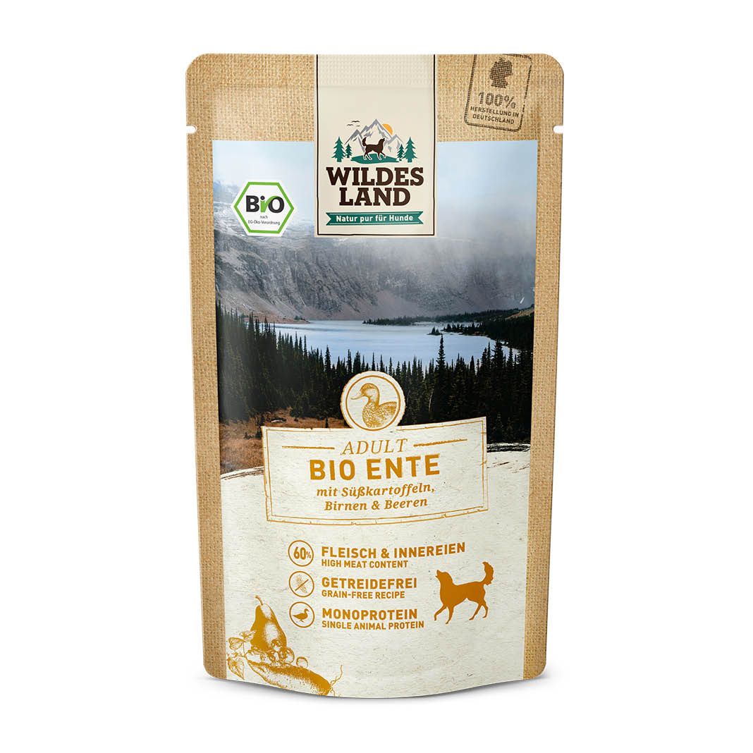 Wildes Land BIO Adult - Rind mit Kartoffeln, Karotten & Zucchini - Pouch | 10 x 125 g