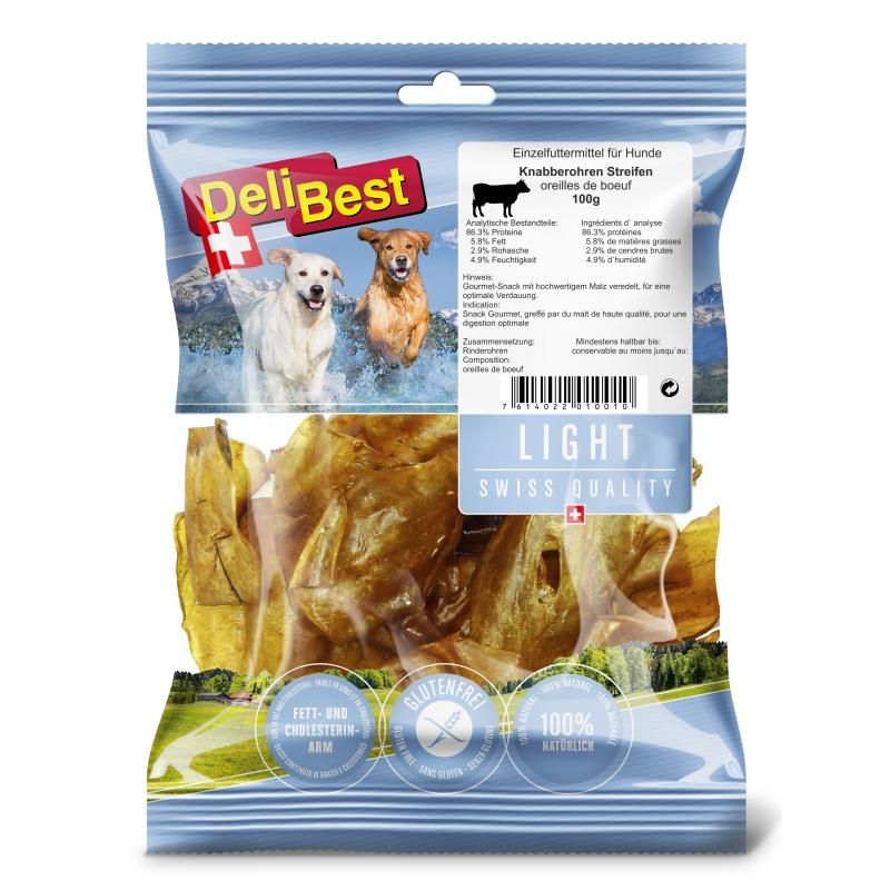 DeliBest Light - Knabberohren Streifen Rind | 100 g