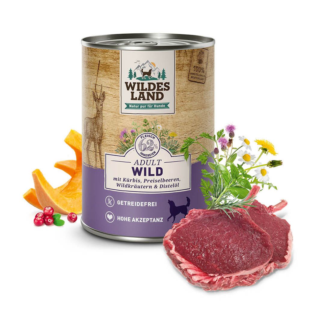Wildes Land Classic Adult - Wild mit Kürbis, Preiselbeeren, Wildkräutern und Distelöl | 6 x 400 g