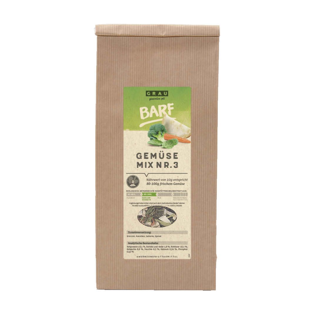 Grau Hund Gemüsemix Mischung Nr. 3 | 500 g