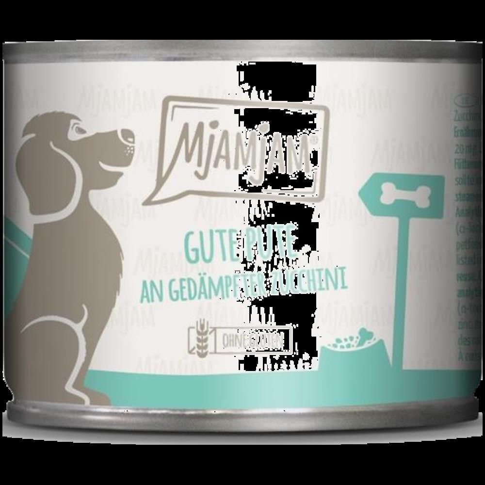 MjAMjAM Dog - Gute Pute an gekochtem Reis mit gedämpfter Zucchini | 6 x 200 g