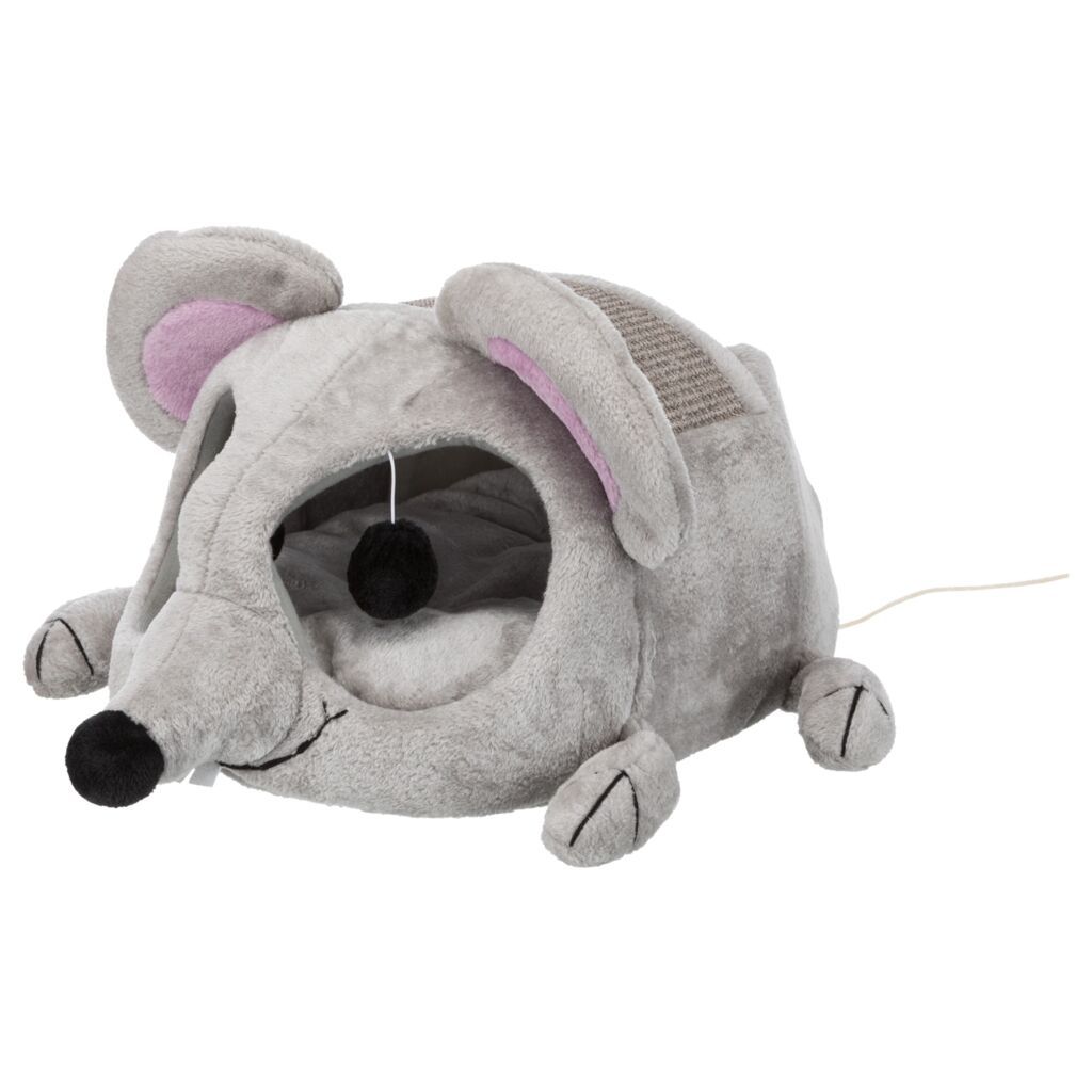 TRIXIE Junior Höhle Lukas, Plüsch/Sisal, hellgrau/grau | 35 x 33 x 65 cm