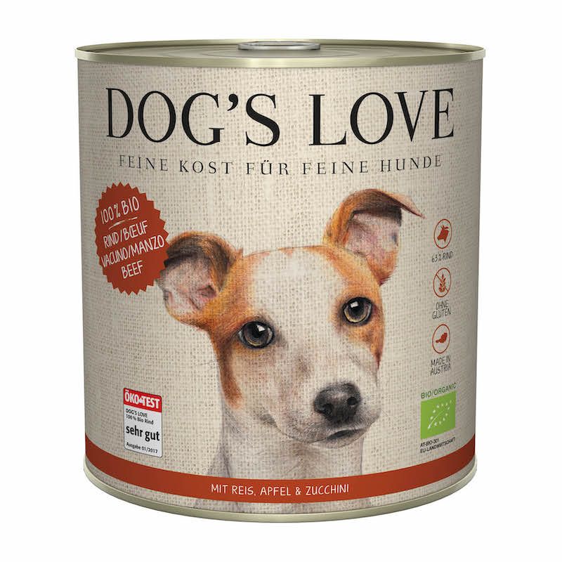 DOG'S LOVE Bio - Rind mit Reis, Apfel & Zucchini | 6 x 800 g