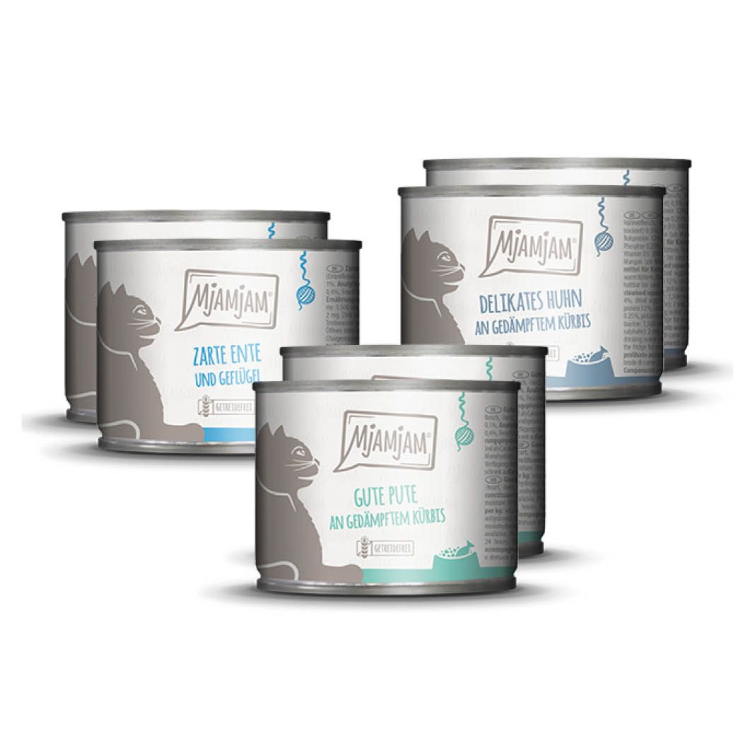MjAMjAM Cat - Mixpaket II - Huhn, Pute, Ente & Geflügel | 6 x 200 g