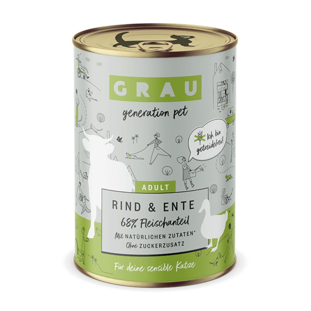 Grau Katze Rind & Ente | 6 x 400 g