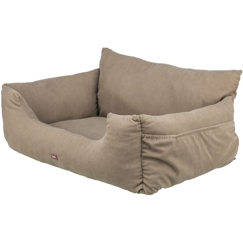 Trixie Hundeautositz Extra Breit, Cord-Optik, Taupe | 80 × 35 × 60 Cm