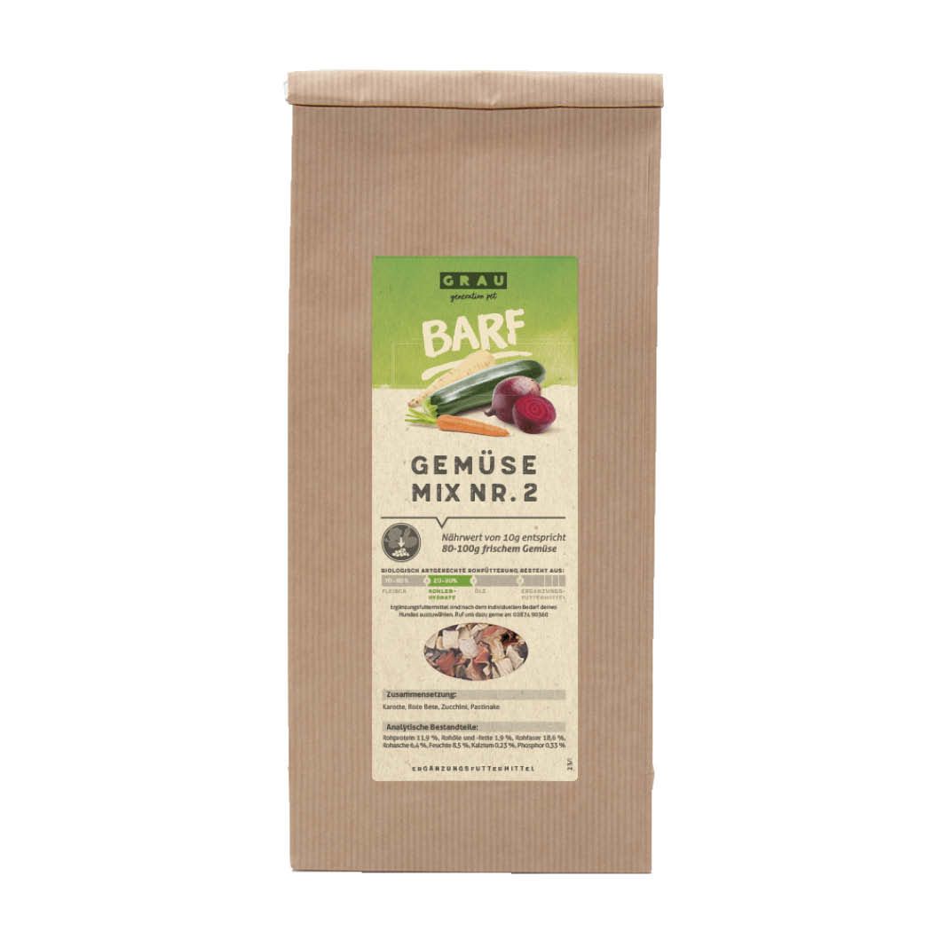 Grau Hund Gemüsemix Mischung Nr. 2 | 500 g