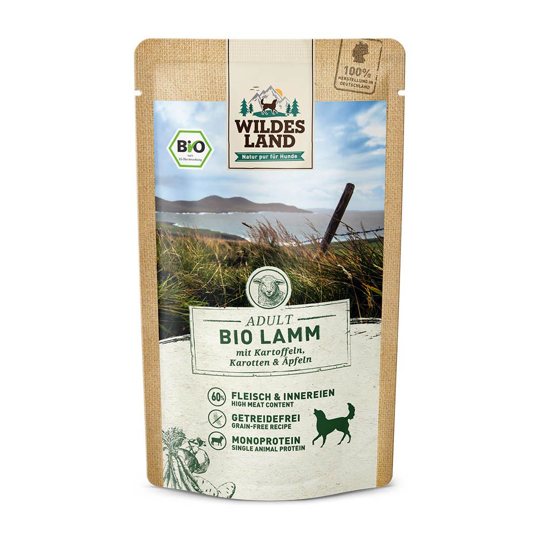 Wildes Land BIO Adult - Rind mit Kartoffeln, Karotten & Zucchini - Pouch | 10 x 125 g