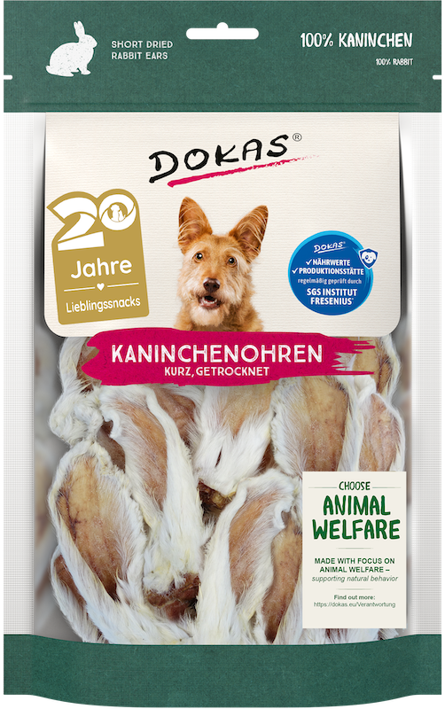 Dokas Kaninchenohren mit Fell getrocknet | 100 g