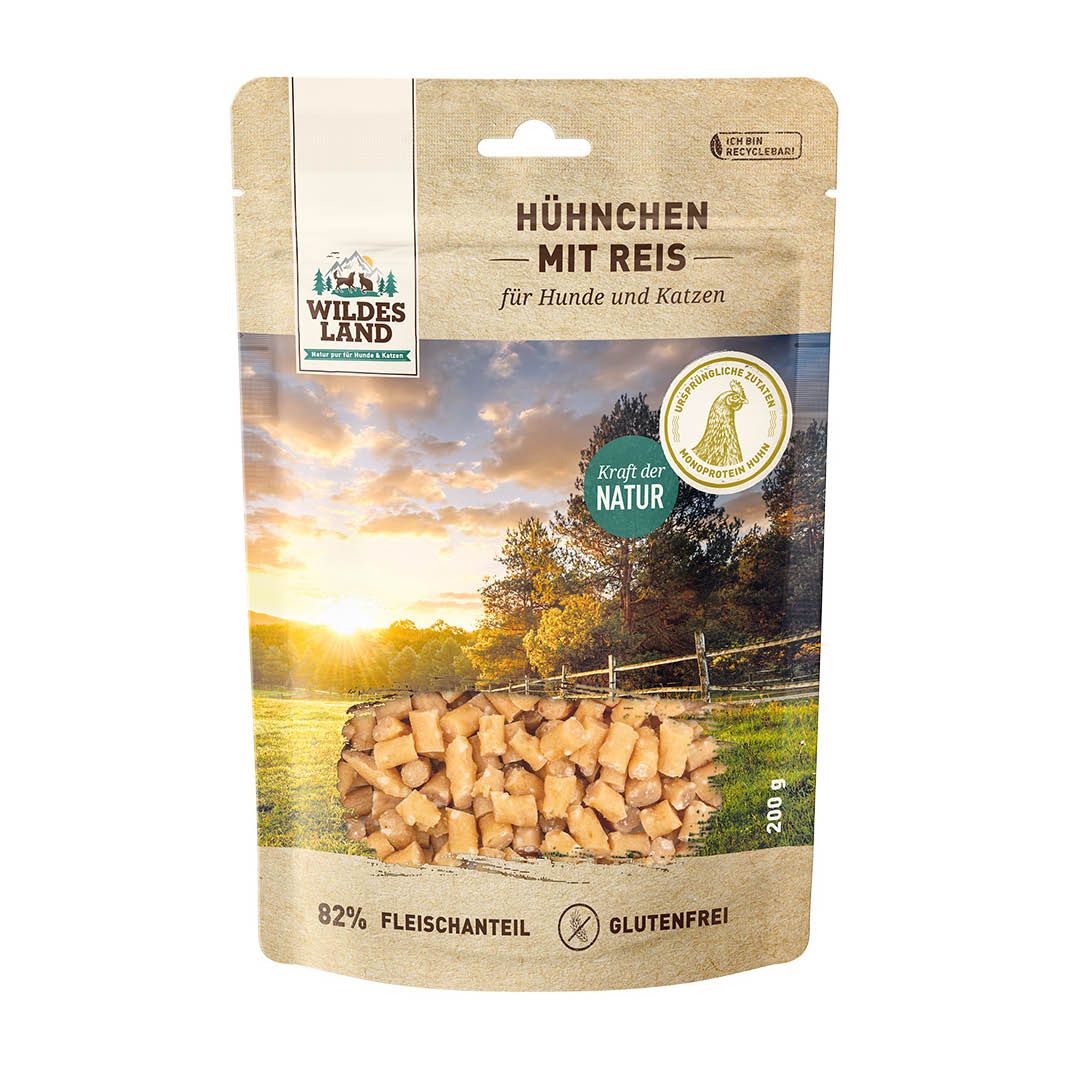Wildes Land Fleischsnacks - Hühnchen mit Reis | 200 g