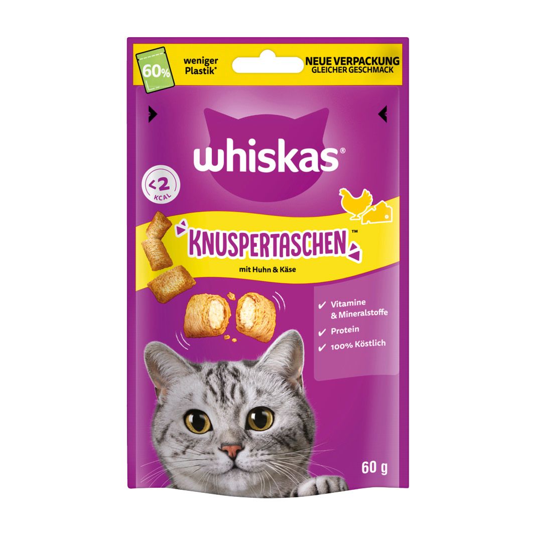 WHISKAS® KNUSPERTASCHEN mit Huhn und Käse | 60 g