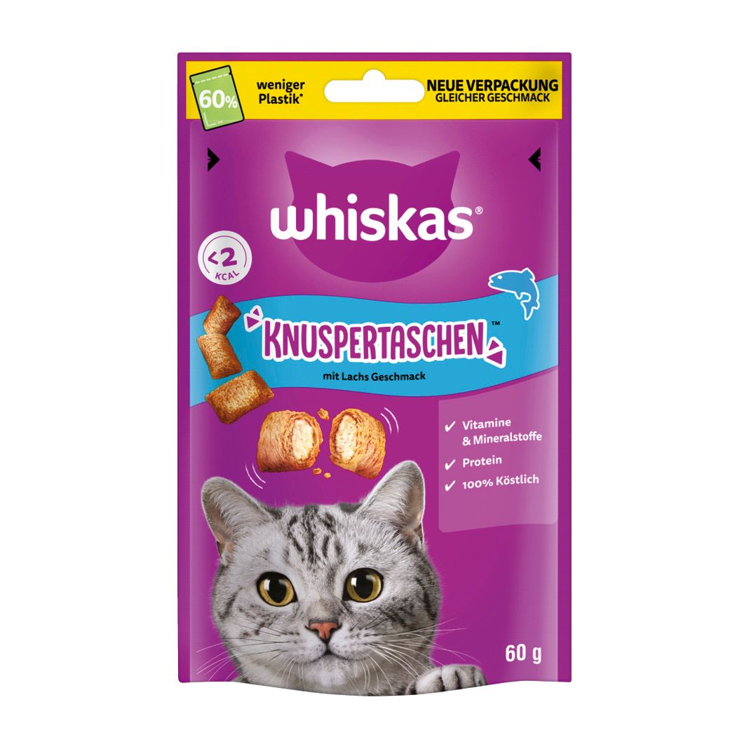 WHISKAS® KNUSPERTASCHEN mit Lachs Geschmack | 60 g