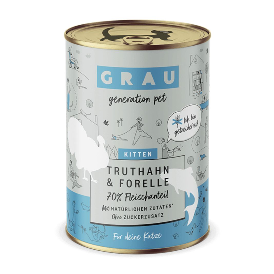Grau Katze Kitten Truthahn & Forelle | 6 x 400 g
