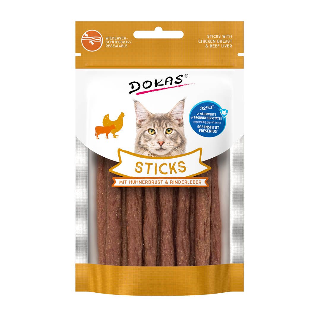 Dokas Cat Sticks mit Hühnerbrust & Rinderleber | 10 x 30 g
