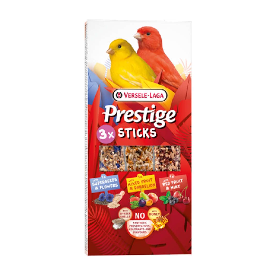 Versele Laga Prestige Sticks Kanarien Triple Variety Pack - 3 Geschmacksrichtungen | 10 x 90 g