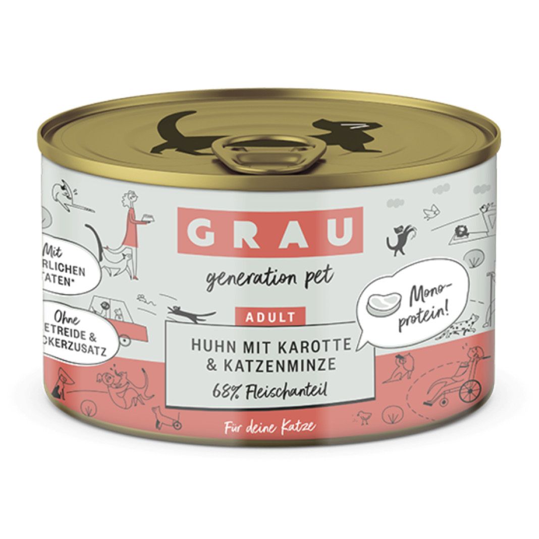 Grau Katze Huhn & Putenherzen | 6 x 800 g