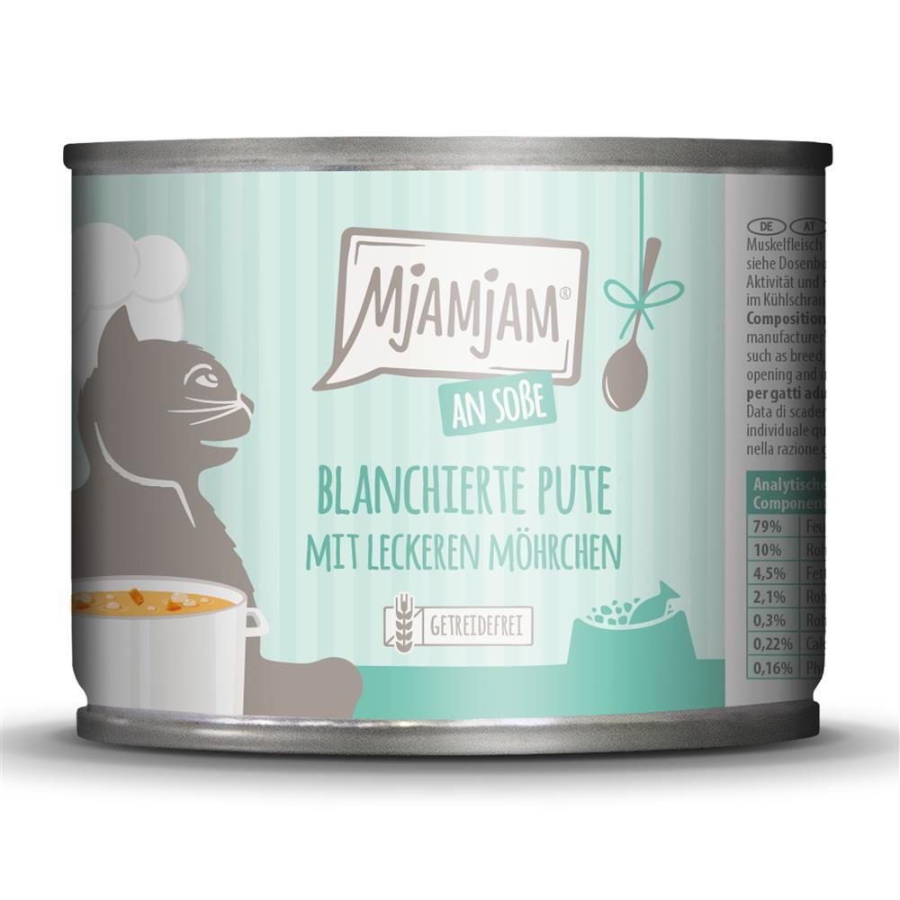 MjAMjAM Cat - Blanchierte Pute mit leckeren Möhrchen an Soße | 6 x 185 g