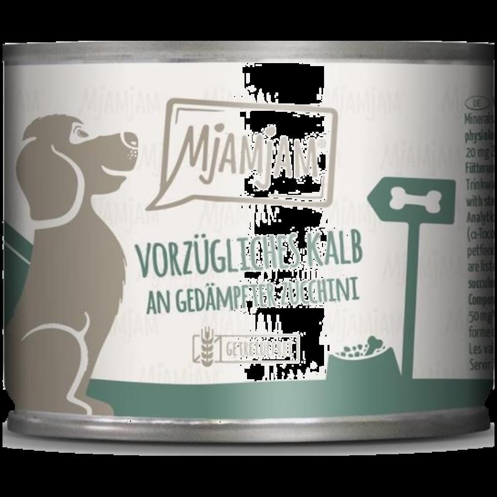MjAMjAM Dog - Vorzügliches Kalb an gedämpfter Zucchini | 6 x 200 g