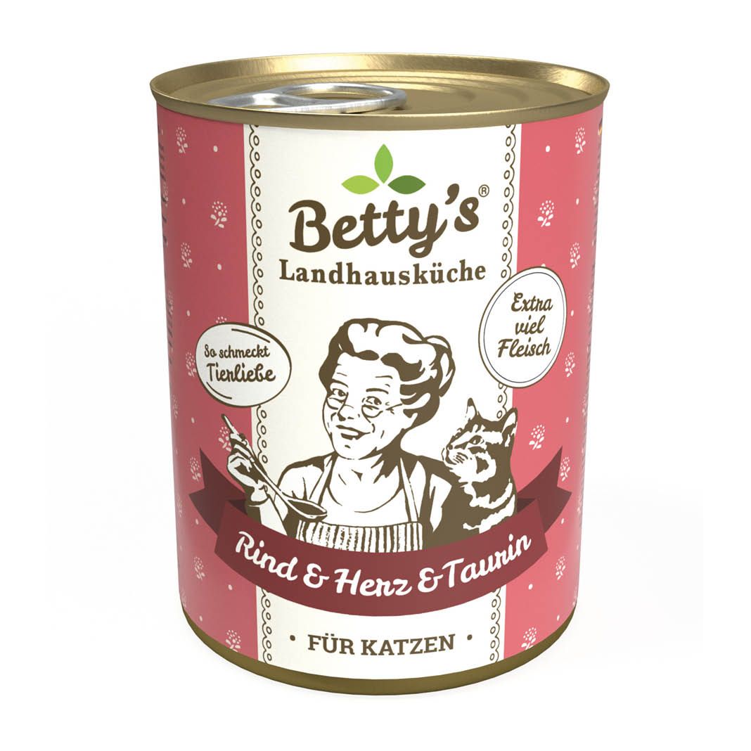 Betty's Landhausküche - Katze - Nassfutter - Rind & Herz | 6 x 400 g