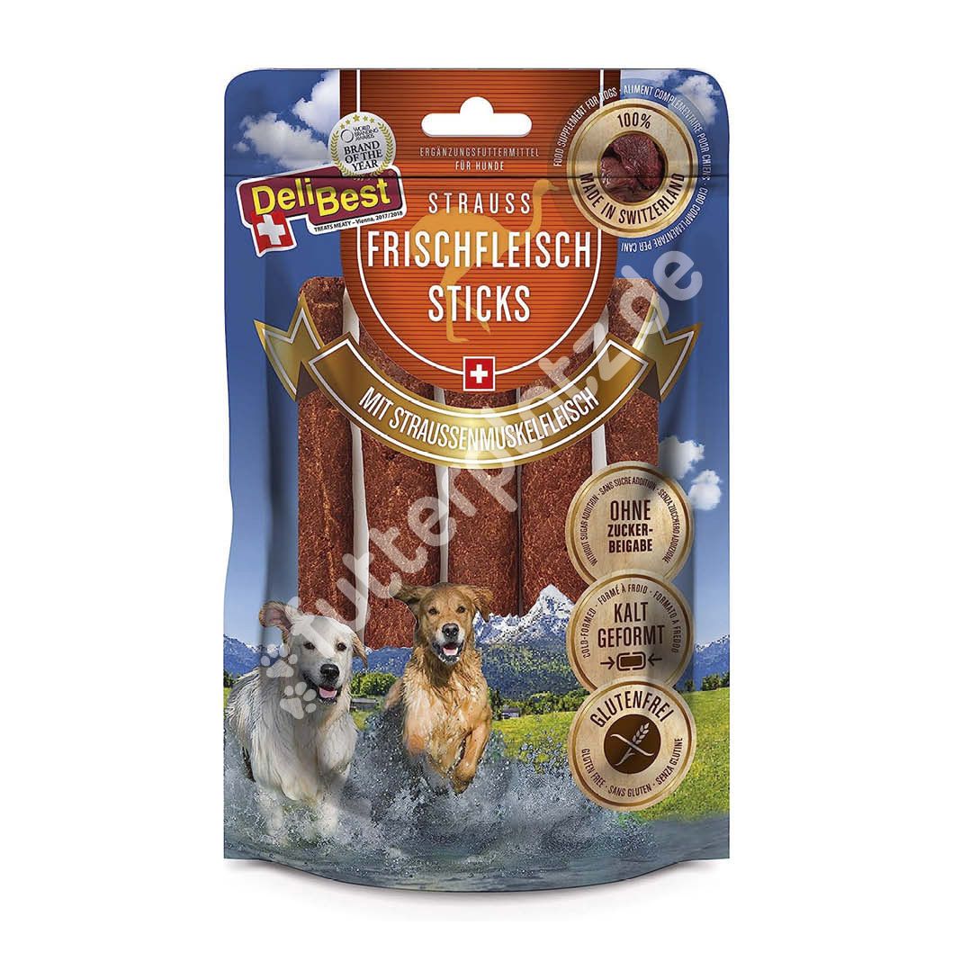 DeliBest Frischfleisch Sticks - Strauss | 10 x 85 g