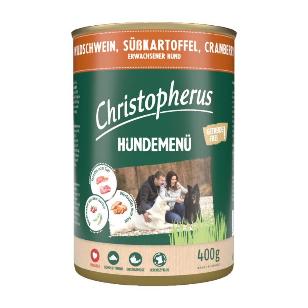 Christopherus Hundemen - Rentier mit Kartoffel & Zucchini | 6 x 400 g | 6  x 400 g | Rentier mit Kartoffel & Zucchini | 1chris0032