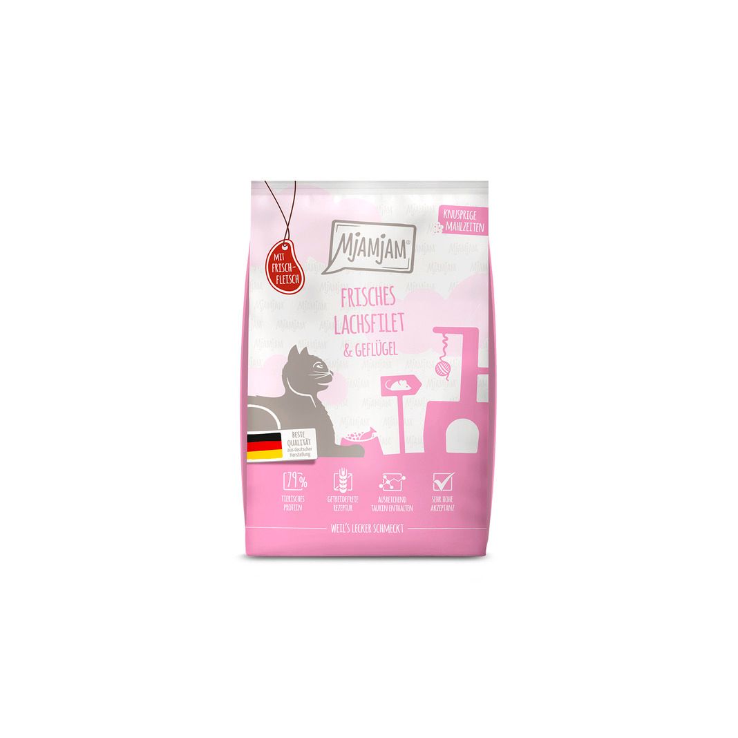 MjAMjAM - Knusprige Mahlzeiten - Frisches Lachsfilet & Geflügel | 4 x 1.5 kg