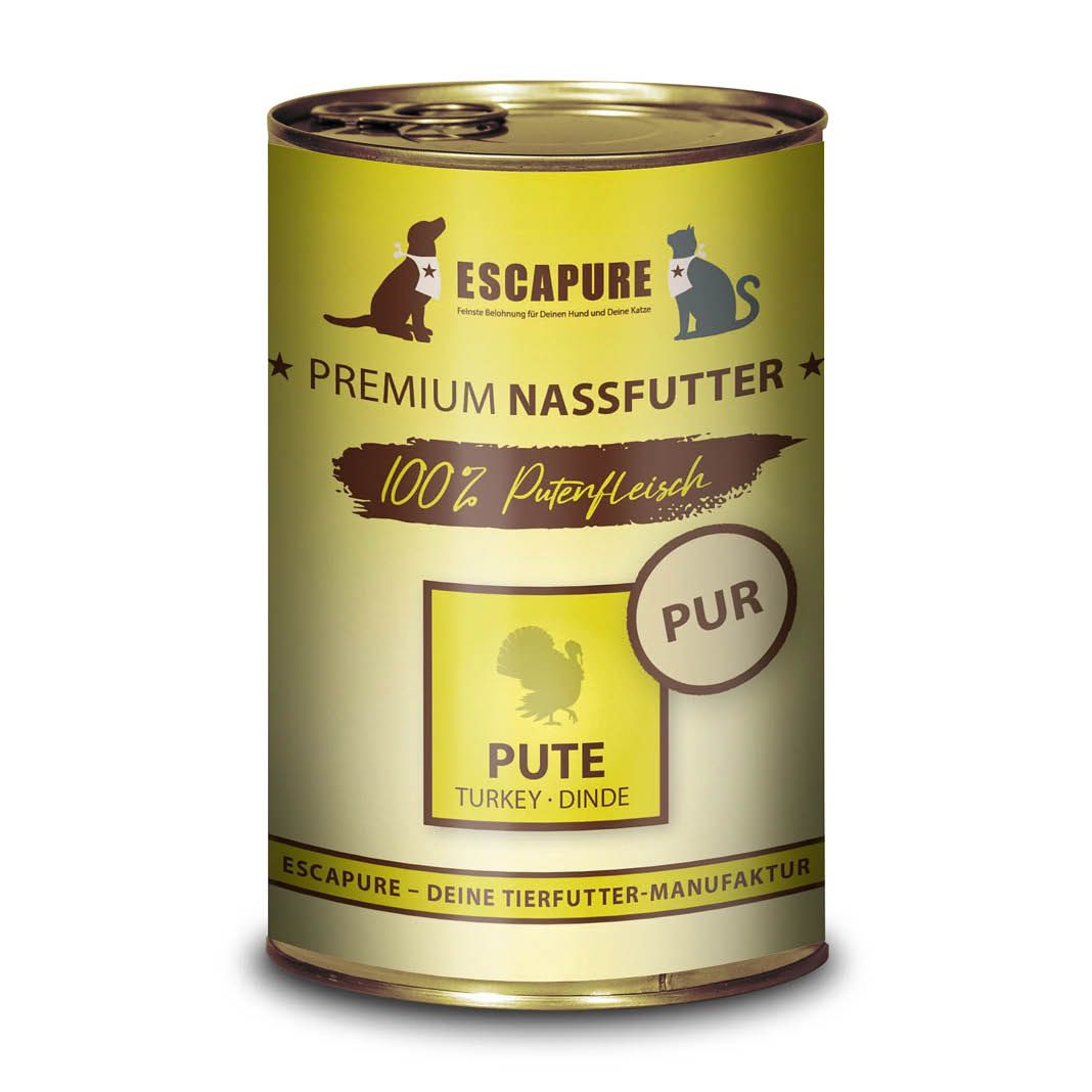 Escapure Nassfutter Dose Pur Pute | 6 x 400 g