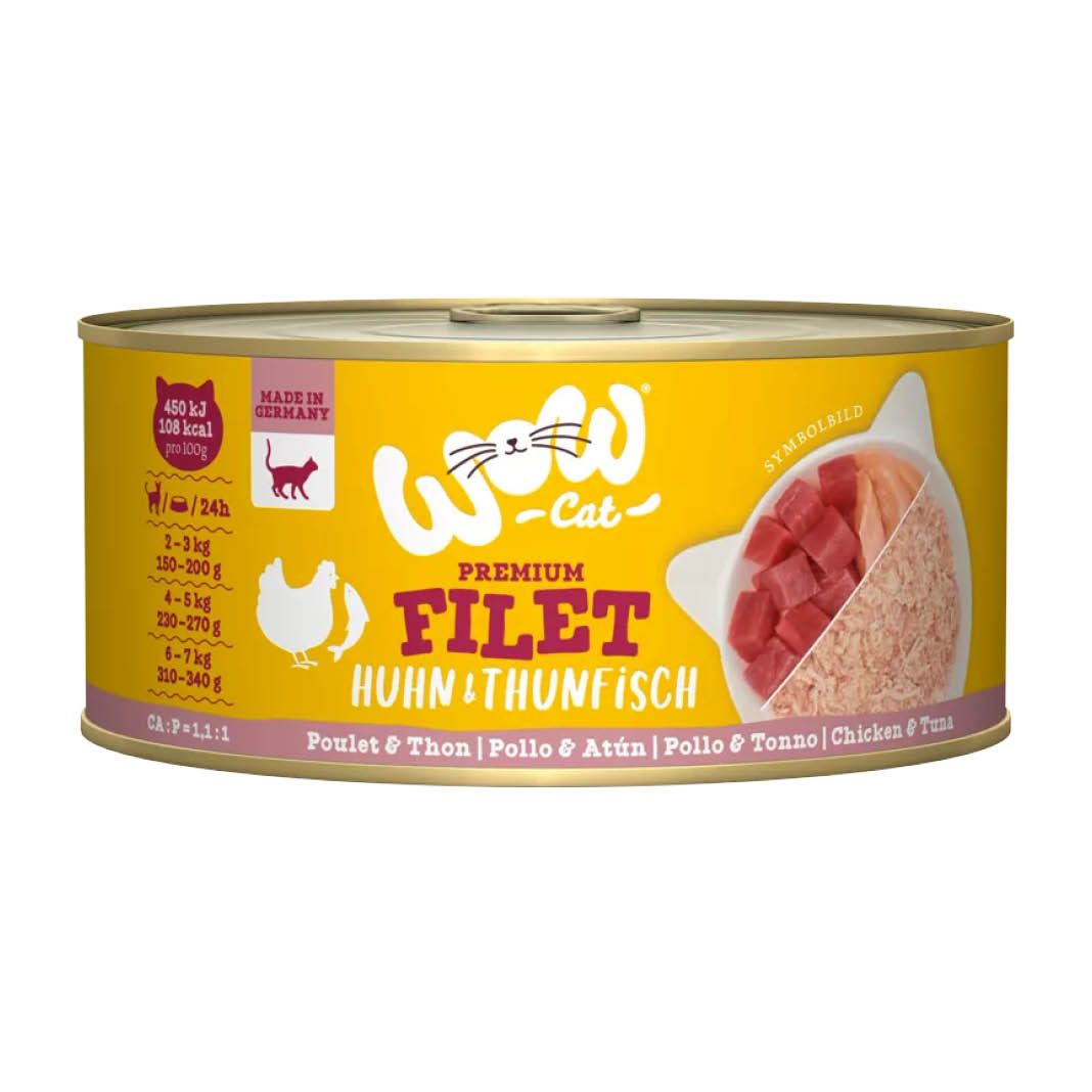 WOW CAT Filet - Hühnerfilet mit Thunfischfilet | 12 x 70 g
