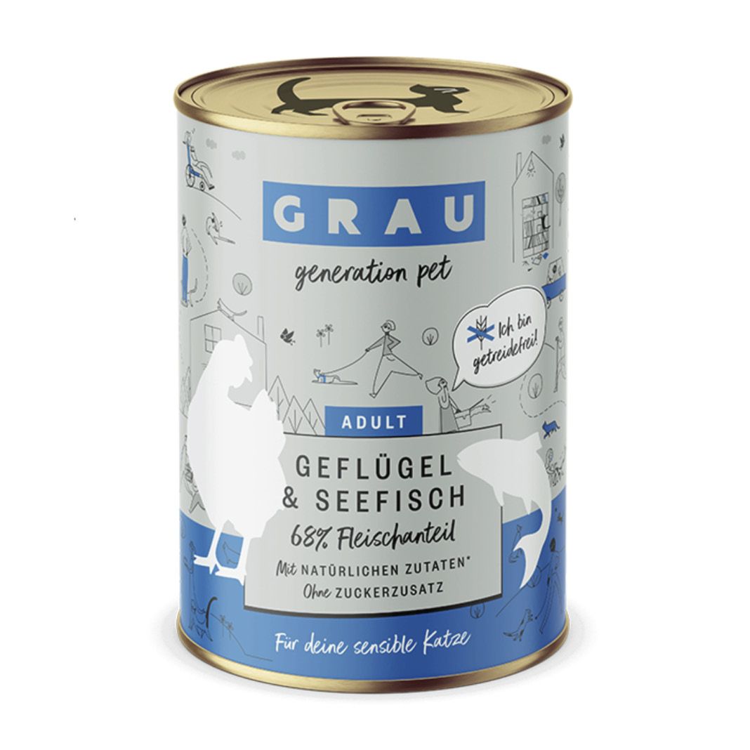 Grau Katze Huhn & Putenherzen | 6 x 800 g