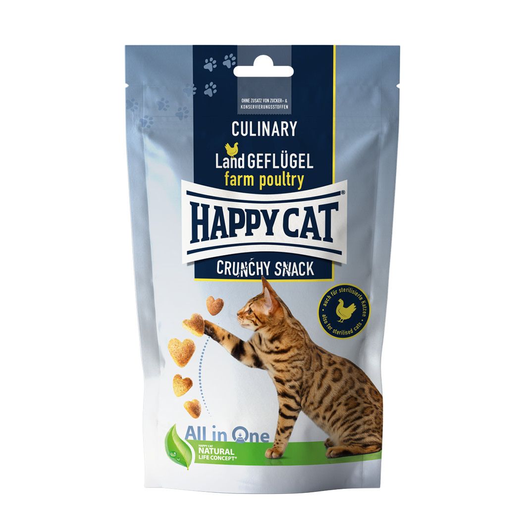 Happy Cat Culinary Crunchy Snack Land-Geflügel | 10 x 70 g