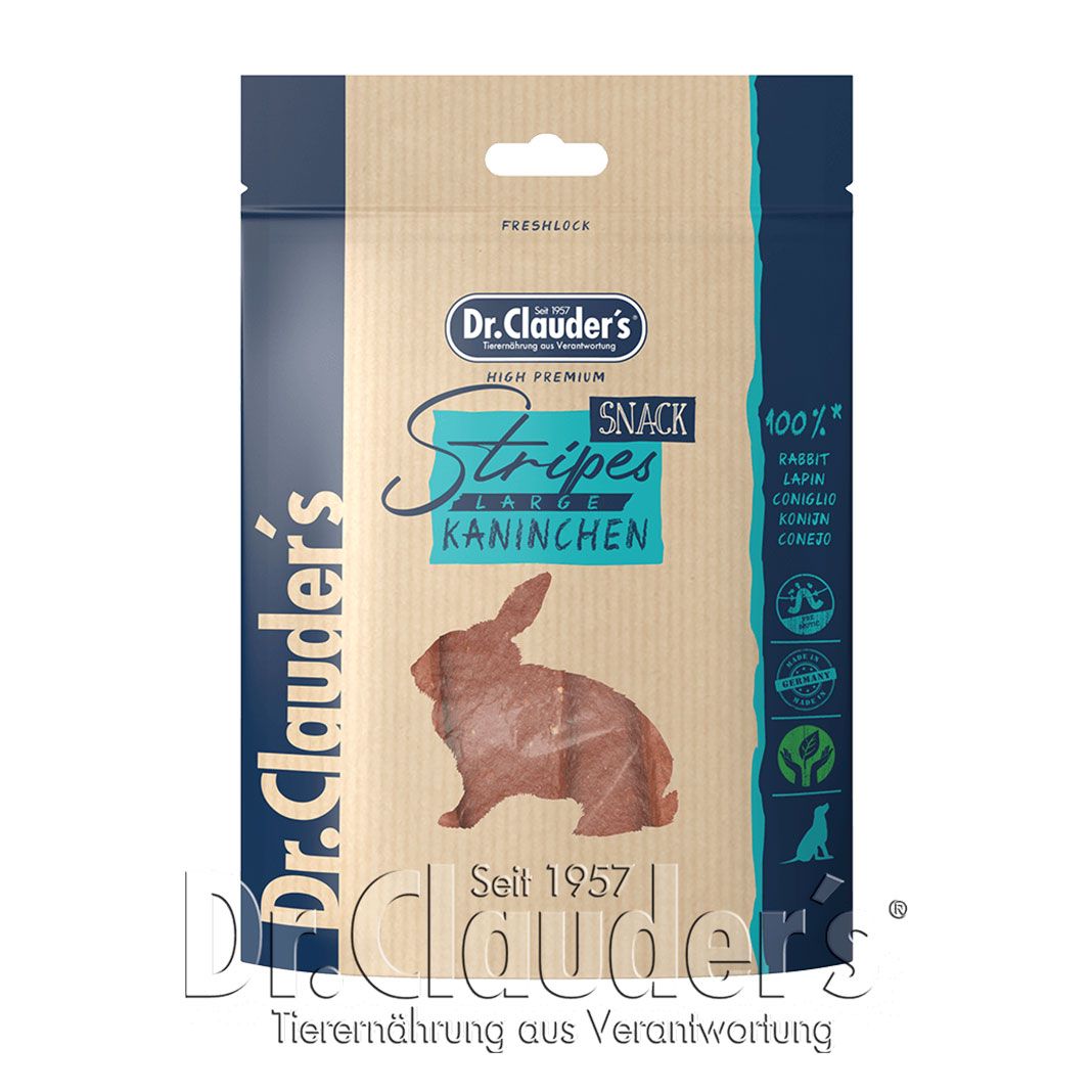 Dr. Clauder's Kaninchenfleisch Stripes Large | 10 x 80 g