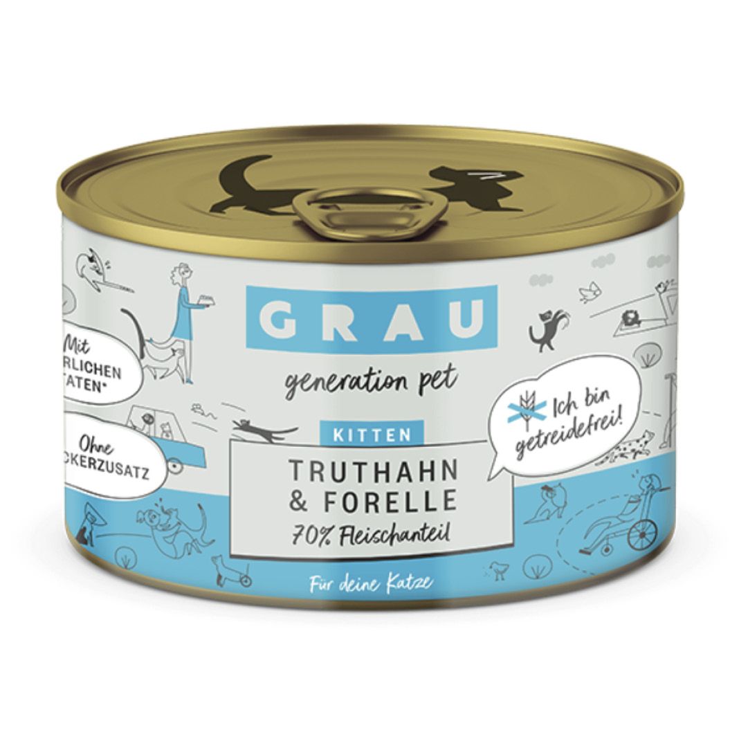 Grau Katze Huhn & Putenherzen | 6 x 800 g