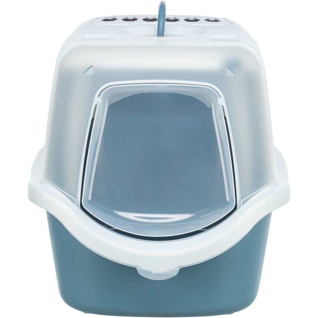 TRIXIE Katzentoilette Vico Open Top, mit Haube, blau/weiß | 40 × 40 × 56 cm