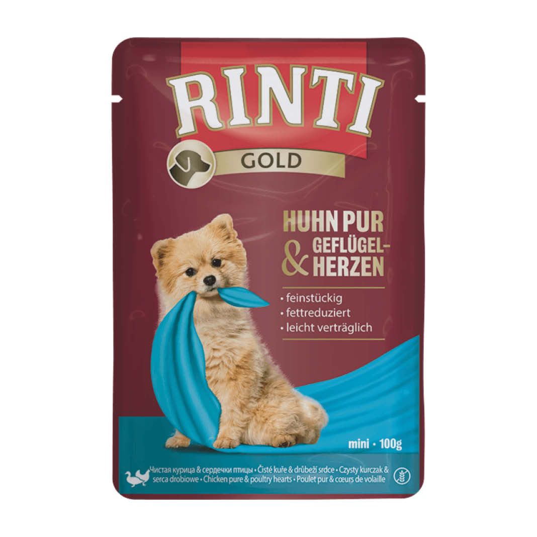 Rinti Gold Huhn+Geflügelherzen Pouch | 10 x 100 g