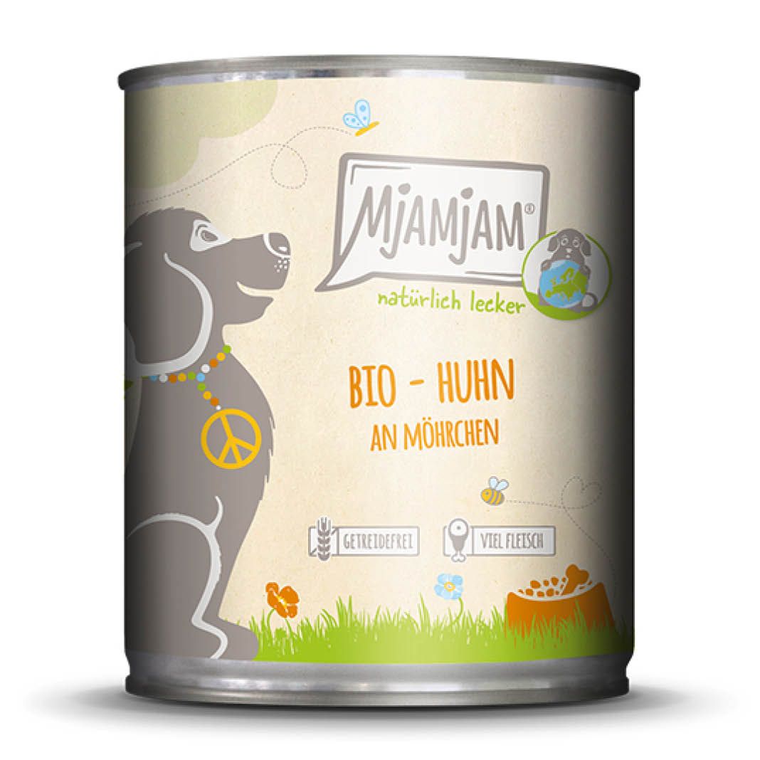 MjAMjAM Dog - Natürlich lecker - BIO Huhn an Möhrchen | 6 x 200 g