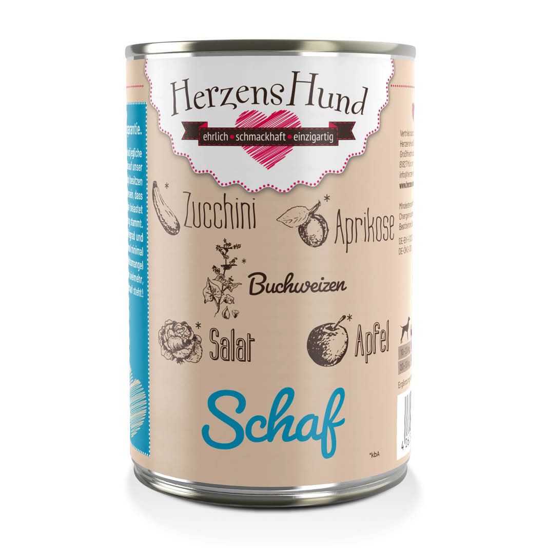 HerzensHund Bio-Schaf mit Bio-Zucchini | 12 x 400 g