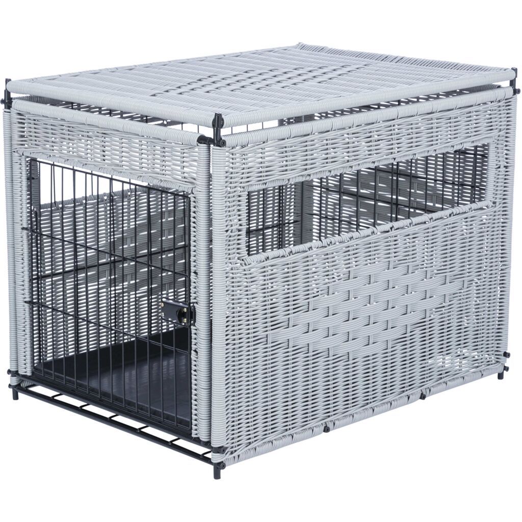 TRIXIE Home Kennel, Polyrattan, hellgrau | M: 58 x 60 x 77 cm