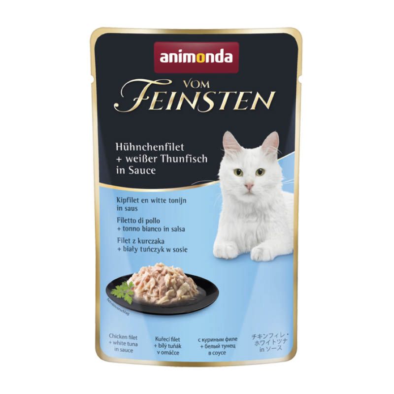 animonda Vom Feinsten - Pouch - Adult - mit Hühnchenfilet + weißem Thunfisch in Sauce | 18 x 50 g