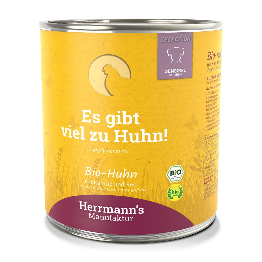 Herrmanns Selection - Sensible - Bio Huhn mit Karotte und Reis | 6 x 800 g