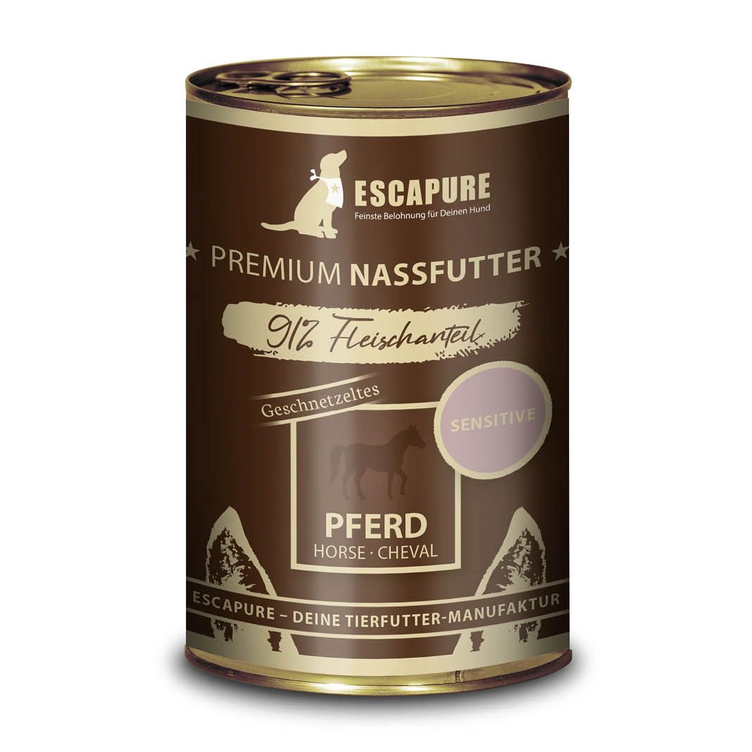 Escapure Nassfutter Dose Pferde Geschnetzeltes | 6 x 400 g