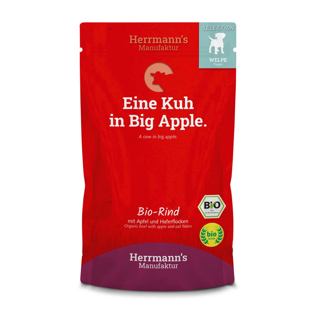 Herrmanns Selection - Welpe - Bio Rind mit Apfel und Haferflocken | 6 x 400 g