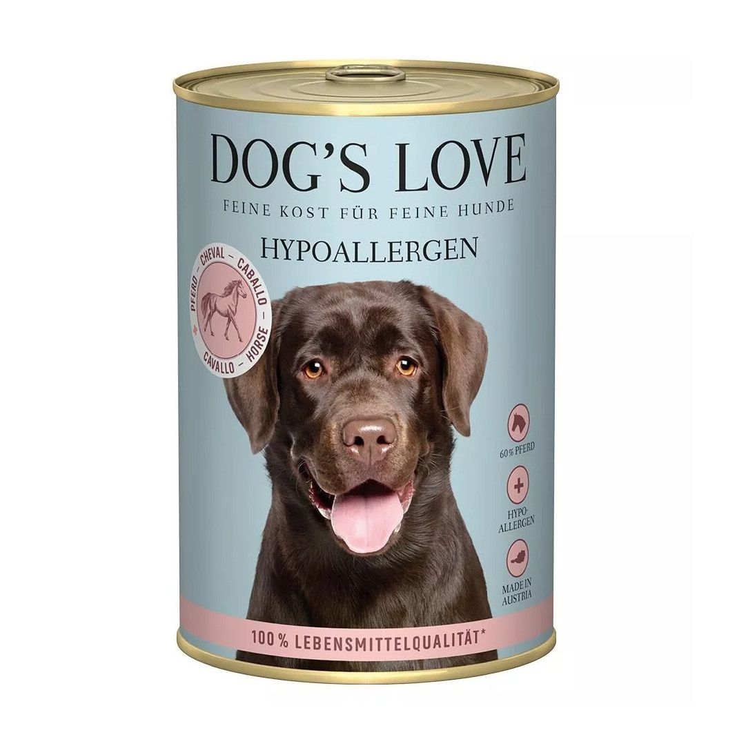 DOG'S LOVE Hypoallergen - Pferd mit Pastinake & Tomate | 6 x 400 g