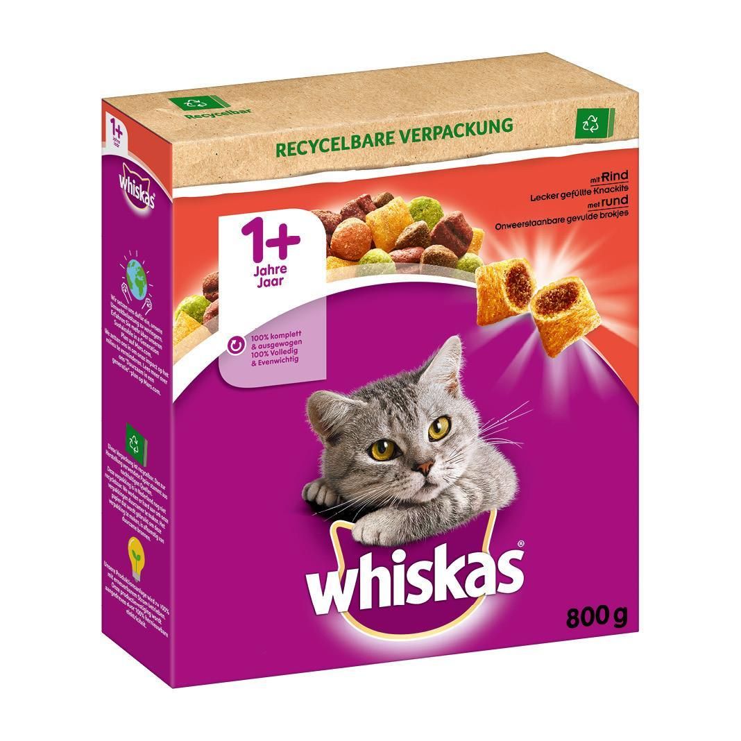 WHISKAS® Karton Trocken 1+ mit Rind | 800 g