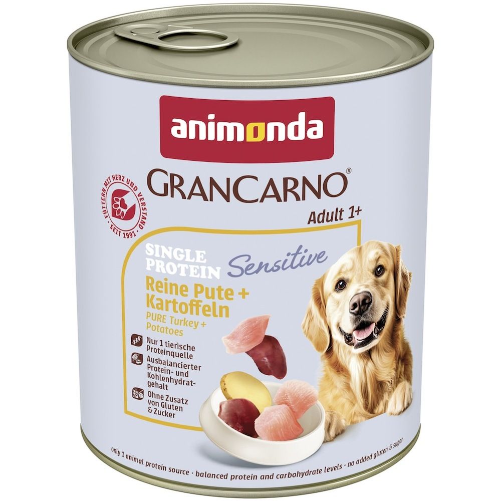 animonda GranCarno - Dose - Adult - Sensitiv - Reine Pute + Kartoffeln | 6 x 800 g