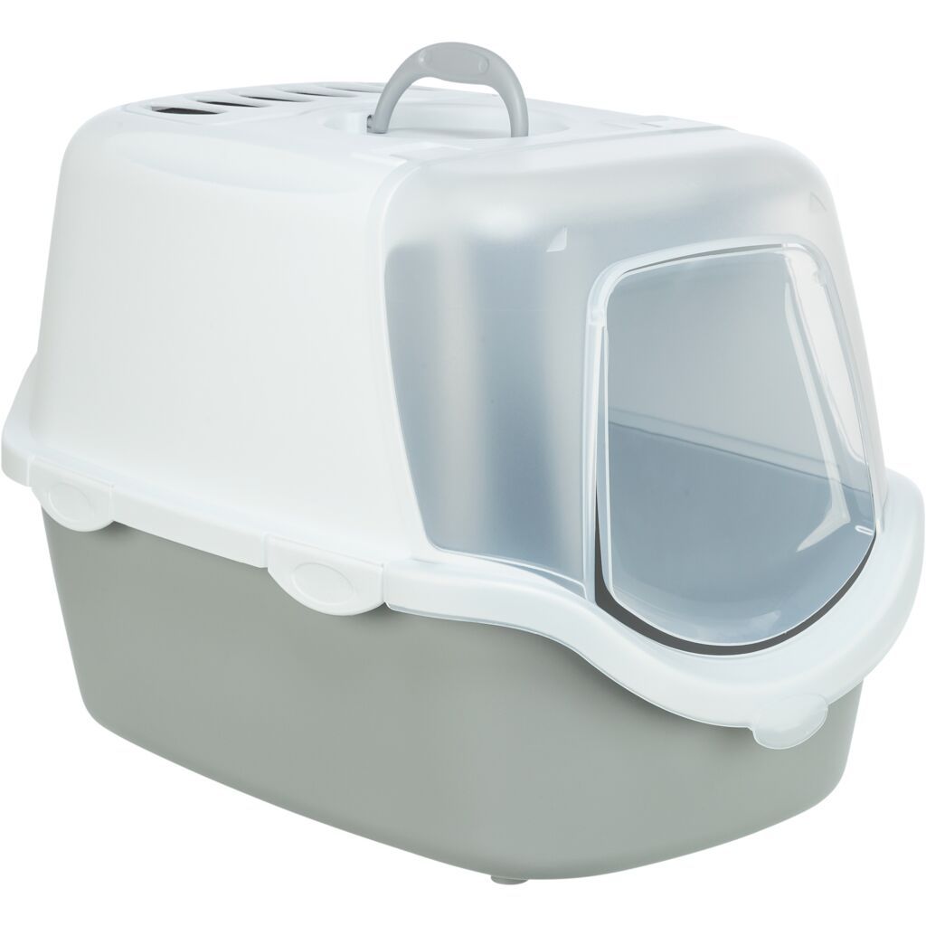 TRIXIE Katzentoilette Vico Open Top, mit Haube, hellgrau/weiß | 40 × 40 × 56 cm
